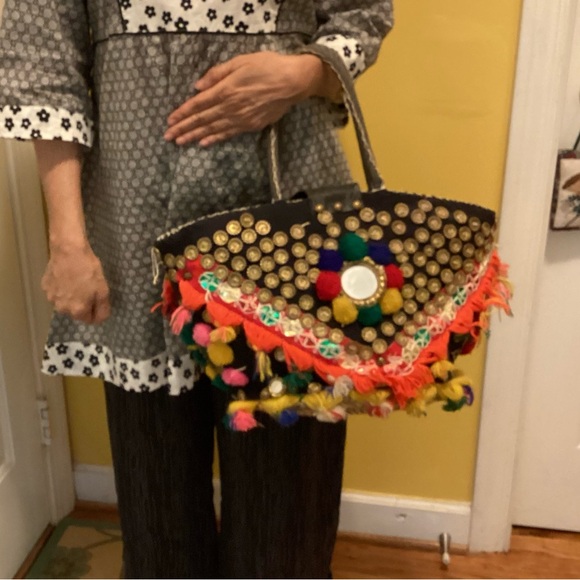 Vtg Sicilian Handcrafted Whimsical colorful Boho Retro Straw Shoulder Bag Beach - Picture 13 of 13